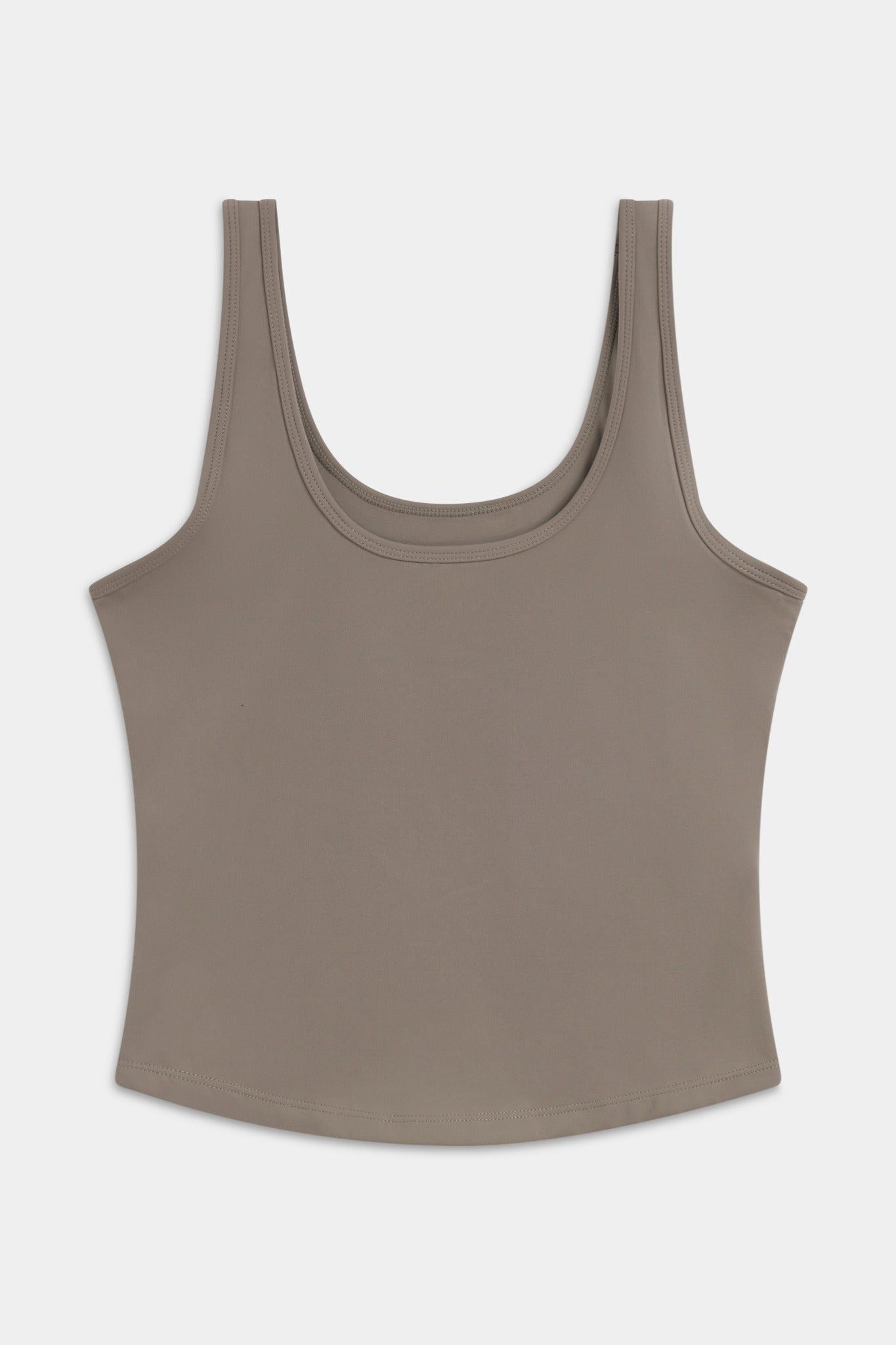Front view of the CASPARA women's Cloudform square neck tank top in truffle.
